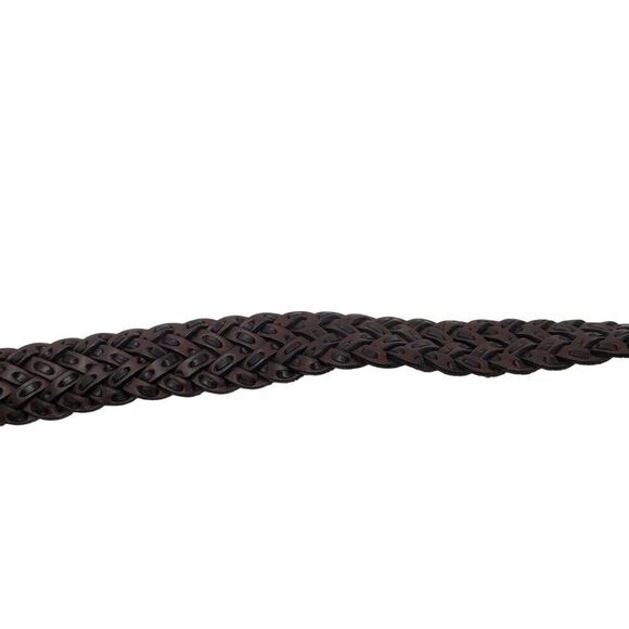 Vtg Brighton Mens Braided Leather Belt 36 Brown Silver Buckle Weaved Country - Picture 10 of 13